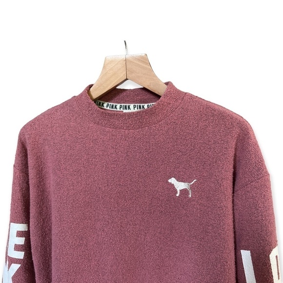 PINK Victoria’s Secret Dusty Rose Mock Neck Fuzzy Knit Sweatshirt, XS - Picture 3 of 8